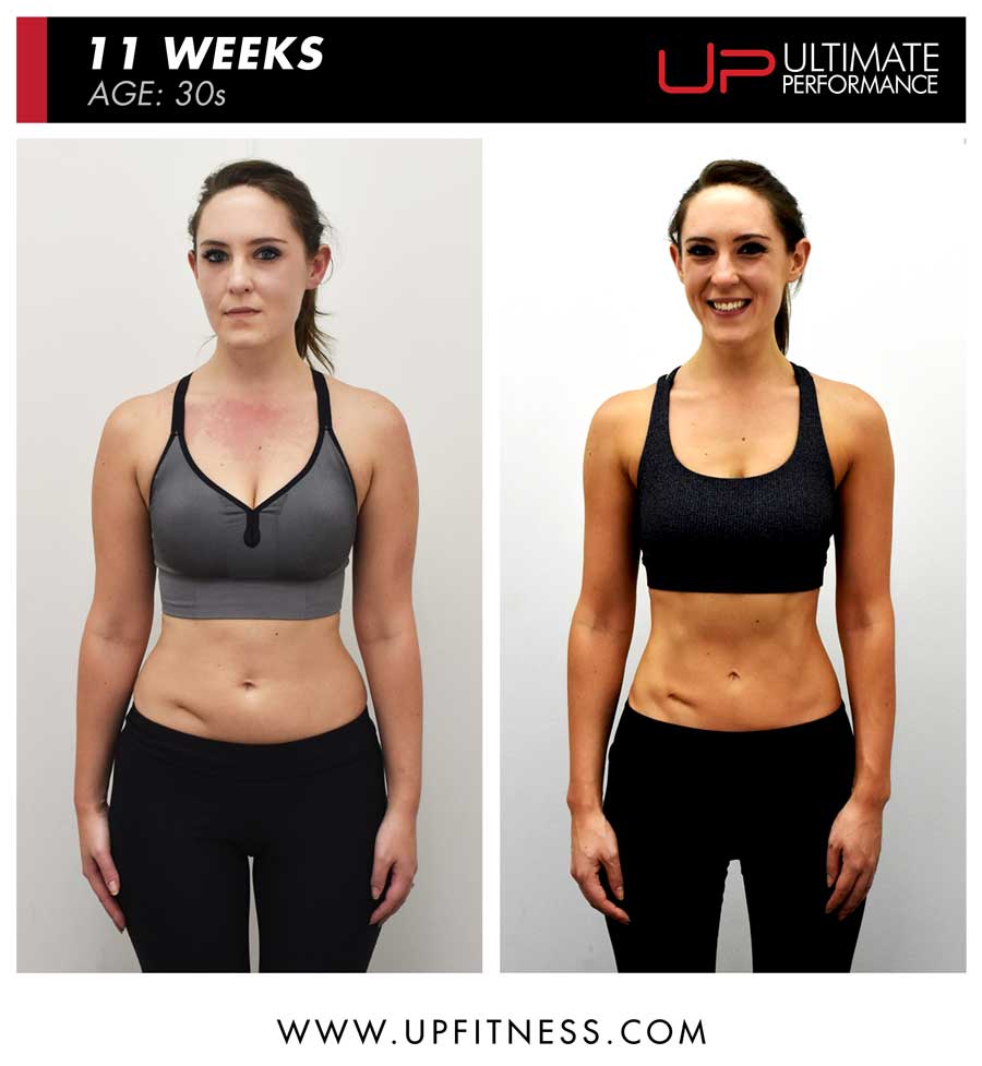 Katie 11 week body transformation results - front